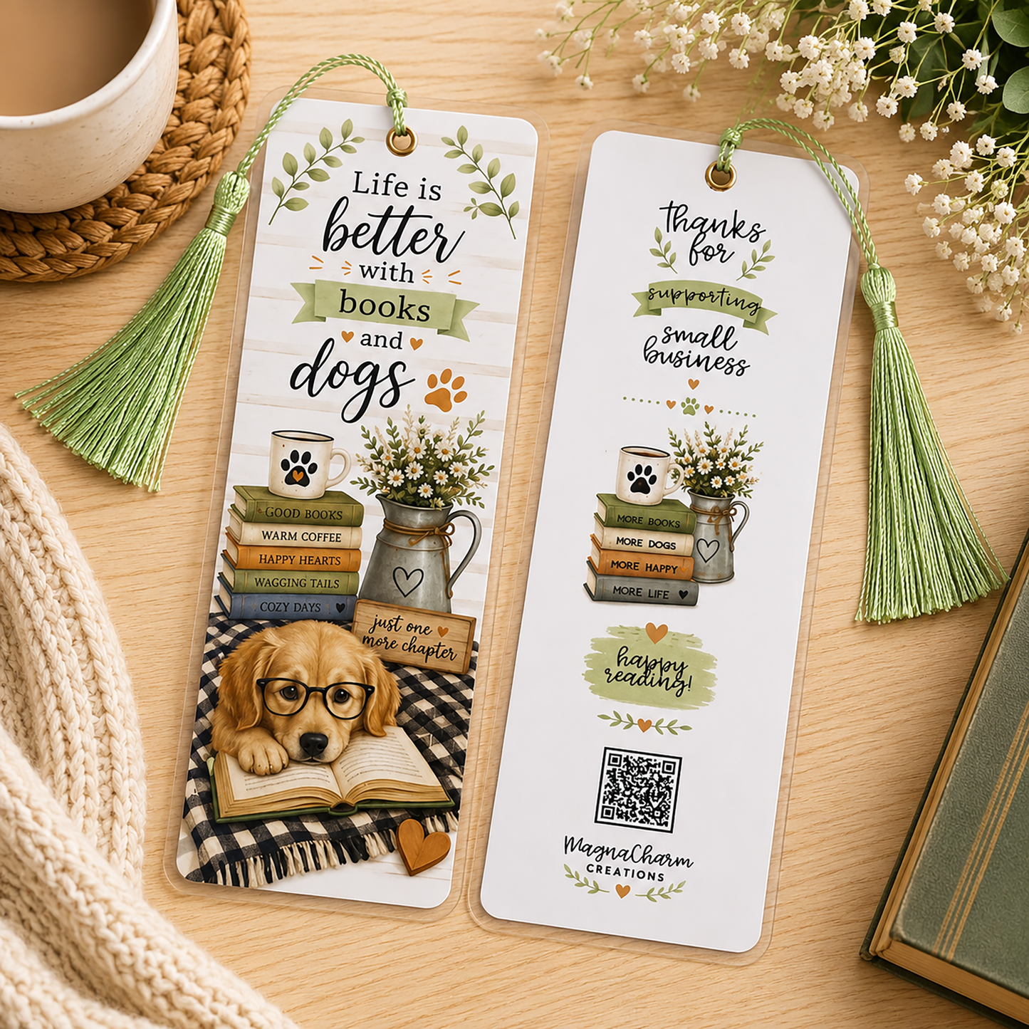 Life Is Better with Dogs and Books Bookmark