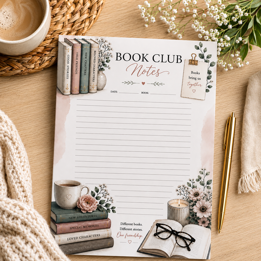 Book Club Notes Notepad